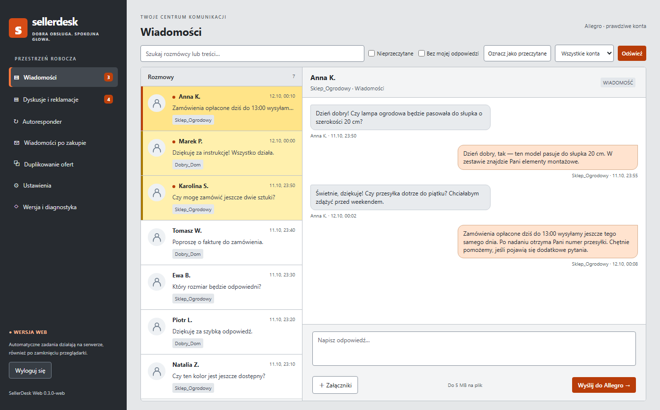 Wiadomości w SellerDesk